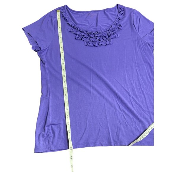 Coldwater Creek Womens Purple Ruffled Scoop Neck T-Shirt M 10-12 Rayon & Spandex - Picture 5 of 10